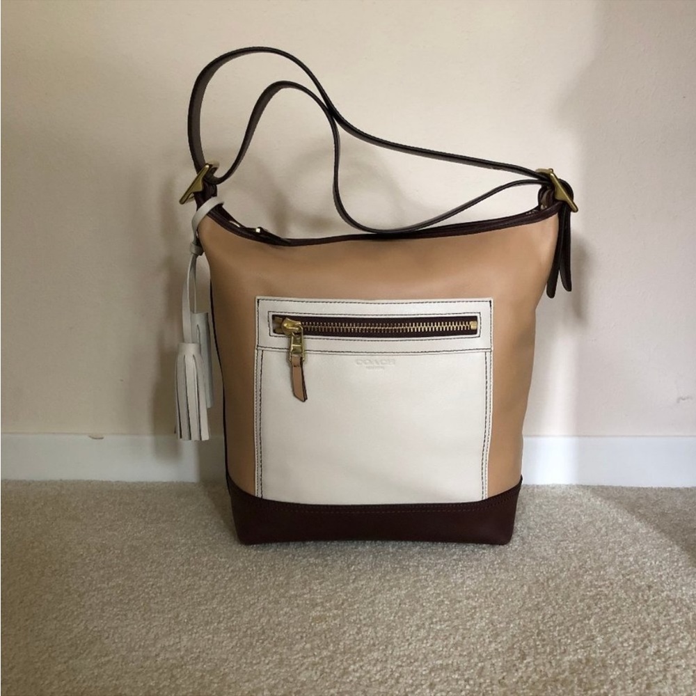Vintage Coach Legacy Color Block Medium Leather Duffle Tote Bag